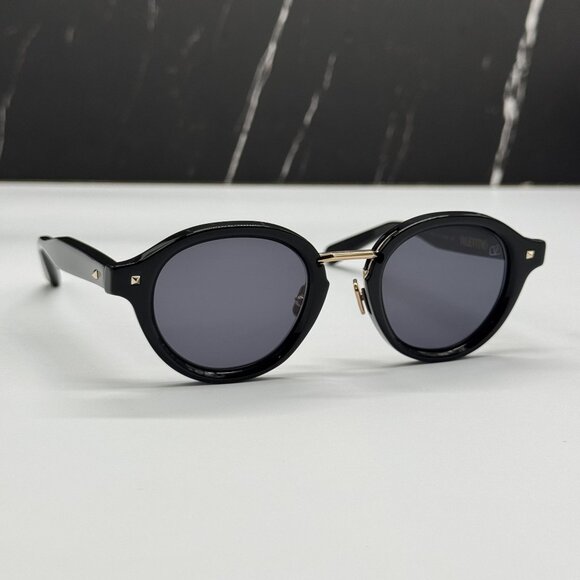 NEW VALENTINO VLS-132A BLACK ROUND SUNGLASSES VALENTINO - Picture 4 of 9